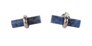 Hermes 18K and Blue Hardstone Earrings