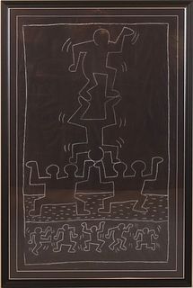Keith Haring, (American, 1958-1990) Stacked Figures, Subway Drawing