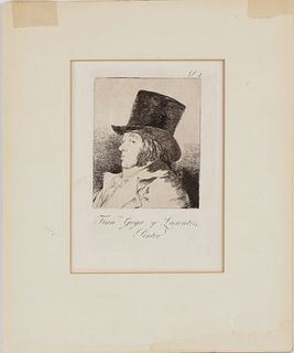 Francisco Goya, (Spanish, 1746-1828) Self-Portrait, Etching, Aquatint, and Drypoint