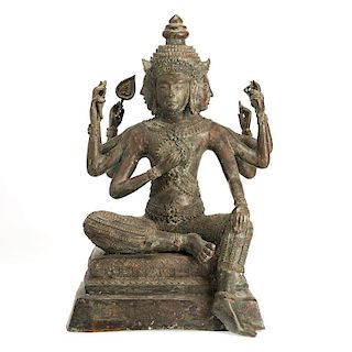 Himalayan bronze seated Buddha