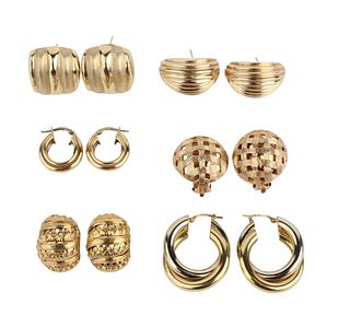 Two Pairs of 18K Yellow Gold Earrings