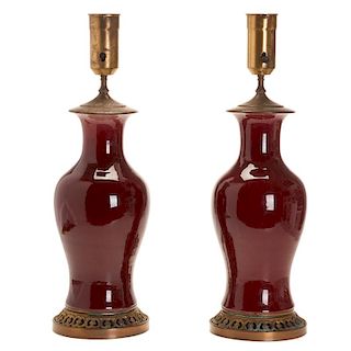 Pair large Chinese oxblood porcelain vases