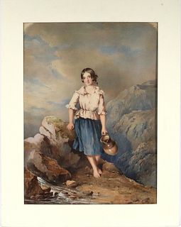 Juan Buckingham Wandesforde, (American, 1817-1902) Woman with Jug, Watercolor