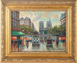 Antoine Blanchard, (French, 1910-1988) Paris Scene, Oil on Canvas