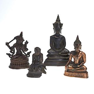 Group (4) Buddhist bronze figures