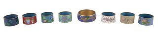 Seven Chinese Cloisonne Napkin Rings