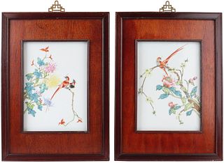 Pair of Chinese Porcelain Tile Plaques