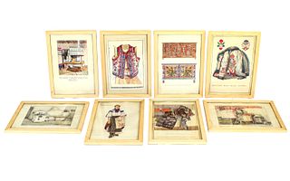 Eight Watercolors of Hungarian Designs