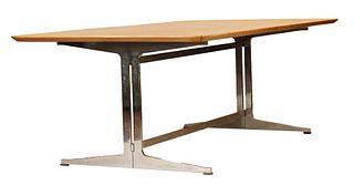 Chrome and Oak Conference Table