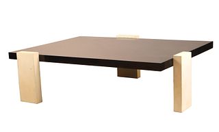 Modern Black Lacquer and Goatskin Coffee Table