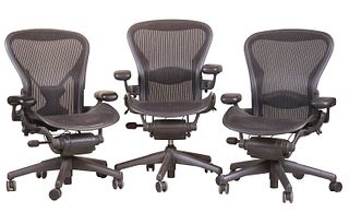Three Herman Miller "Aeron" Office Chairs in Black