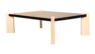Modern Black Lacquer and Goatskin Coffee Table