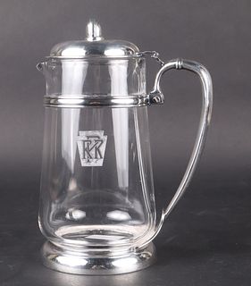 Pennsylvania Railroad Silver Plate and Glass Pitcher