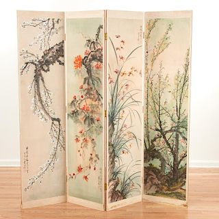 Large four-panel Chinese screen