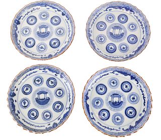 Four Japanese Scallop Rimed Shallow Dishes