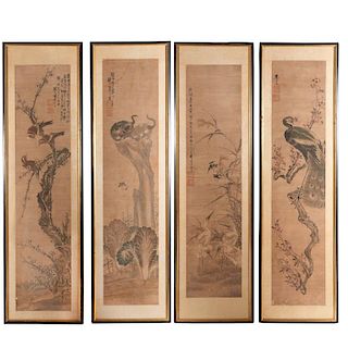 Japanese School, set (4) scroll paintings