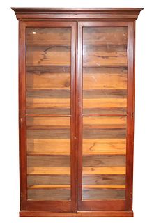 Mahogany and Pine Glazed Door Bookcase Cabinet