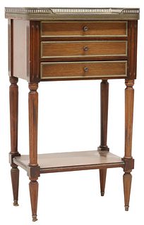 FRENCH LOUIS XVI STYLE MARBLE-INSET NIGHTSTAND