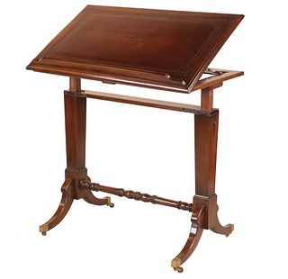 Regency Leather Inset Mahogany Architect's Table