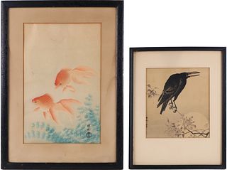 Two Japanese Woodblock Prints by Ohara Koson (aka Ohara Koson) Shinhanga