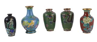 Five Small Chinese Cloisonne Vases