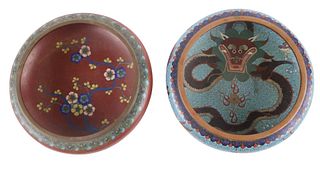 Two Chinese Cloisonne Shallow Dishes