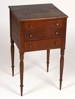 MID-ATLANTIC LATE FEDERAL CHERRY THREE-DRAWER STAND TABLE