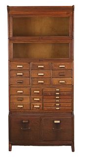 Vintage Gunn Oak Sectional Stacking File Cabinet Bookcase