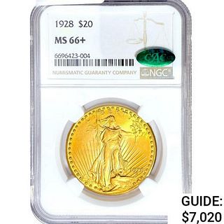 1928 $20 Gold Double Eagle NGC MS66+ CAC
