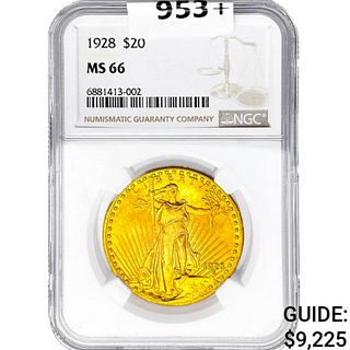 1928 $20 Gold Double Eagle NGC MS66