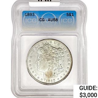 1893 Morgan Silver Dollar ICG AU58