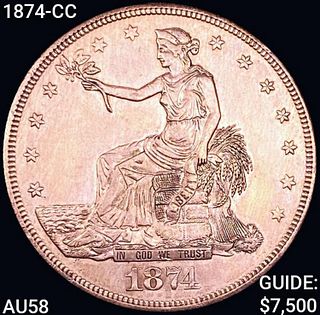 1874-CC Silver Trade Dollar CHOICE AU