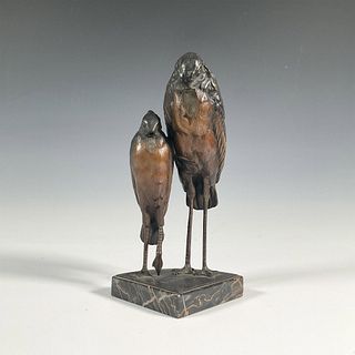 Art Deco Bronze and Marble Marabou Bookend