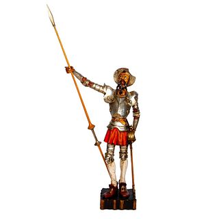 Ouro Artesania Carved Wooden Don Quixote Sculpture