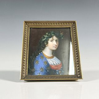 Brass Framed Miniature Painting of A Lady