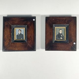 Pair of 19th Century Original Painted Framed Miniatures