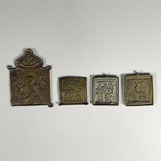 Group of Four Russian Bronze Religious Icons