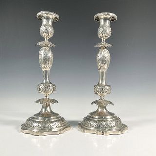 Pair of Russian Sterling Silver Candlesticks