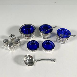 12pc Sterling Silver and Cobalt Blue Glass Kitchenware