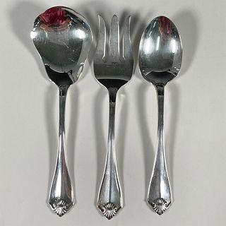 3pc Oneida Silverplate Serving Spoons and Fork, King James