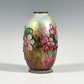 Camille Faure Limoges Art Deco Enamel Floral Vase