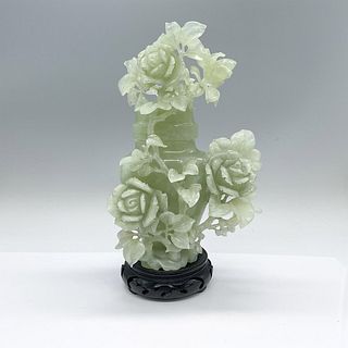 Chinese Jade Floral Covered Vase
