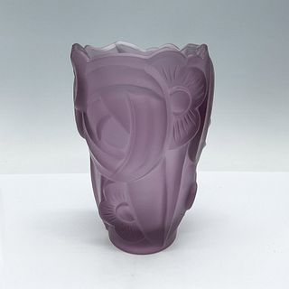 Purple Art Glass Floral Motif Vase
