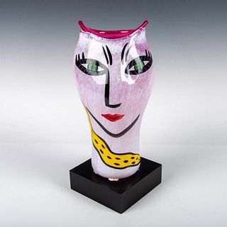 Kosta Boda Art Glass Face Vase, Signed