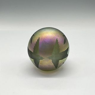 Vandermark Art Glass Paperweight, Birds in Flight