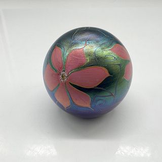 Vandermark Art Glass Paperweight, Flowers and Vines