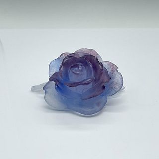 Daum Crystal Pate De Verre Blue Rose Figure