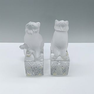 2pc Lalique Crystal Cat Bookends