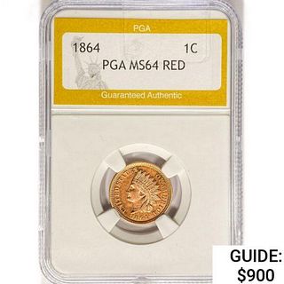 1864 Indian Head Cent PGA MS64 RED