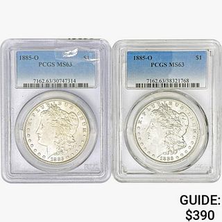 [2] 1885-O Morgan Silver Dollars PCGS/NGC MS63 